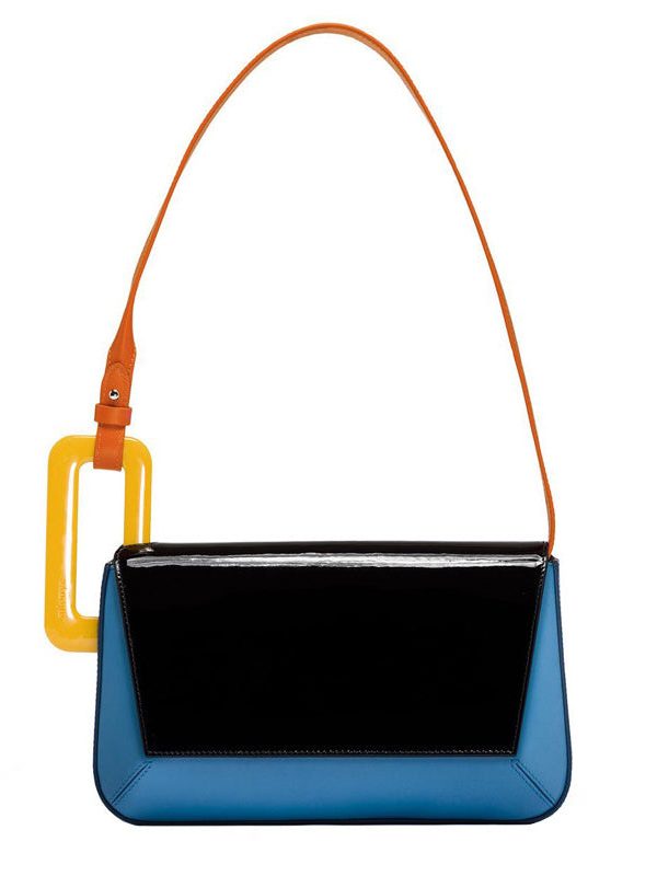 Handmade Black Geometric Shape Asymmetrical Design Faux Leather Women Handbag