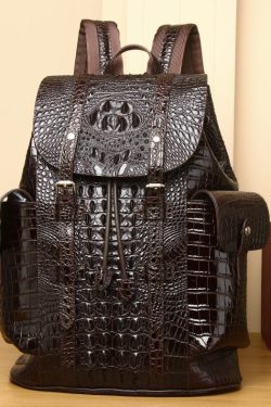 Handmade Black Large Capacity Calf Leather Backpack Bag