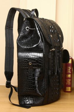 Handmade Black Large Capacity Calf Leather Backpack Bag