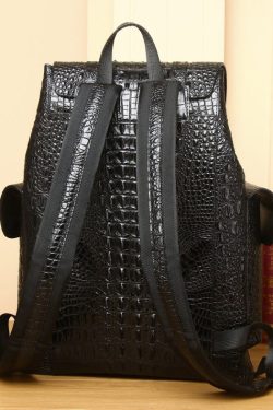 Handmade Black Large Capacity Calf Leather Backpack Bag