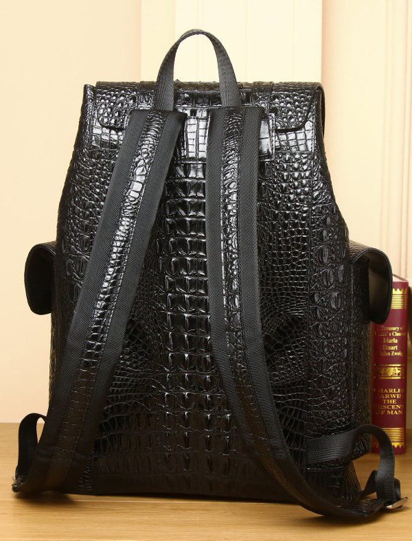 Handmade Black Large Capacity Calf Leather Backpack Bag