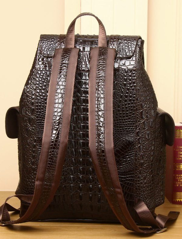 Handmade Black Large Capacity Calf Leather Backpack Bag