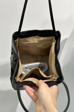 Handmade Black Plaid Patchwork Faux Leather Satchel Handbag