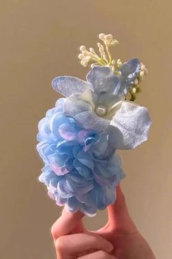 Handmade Blue Alloy Butterfly Floral Pearl Hairpin