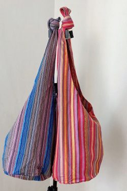 Handmade Blue Striped High-capacity Cotton And Linen Messenger Bag