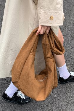 Handmade Brown Faux Suede Large Capacity CrossBody Bag