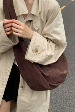 Handmade Brown Faux Suede Large Capacity CrossBody Bag