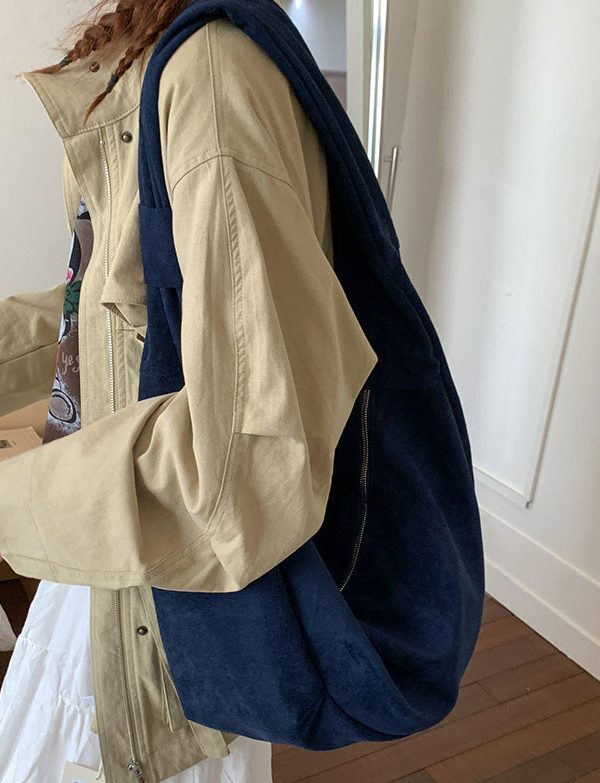 Handmade Brown Faux Suede Large Capacity CrossBody Bag