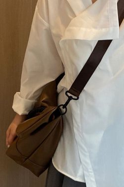 Handmade Brown Large Capacity Faux Leather Satchel Handbag