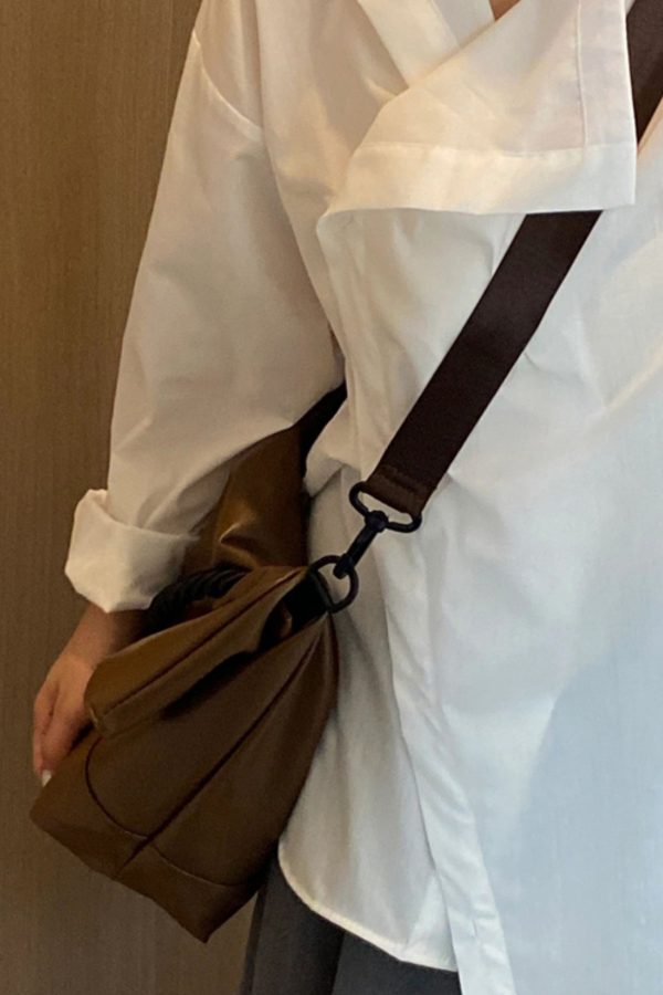 Handmade Brown Large Capacity Faux Leather Satchel Handbag