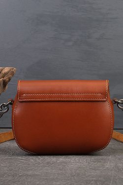 Handmade Brown Solid Calf Leather Satchel Handbag