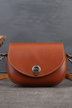 Handmade Brown Solid Calf Leather Satchel Handbag