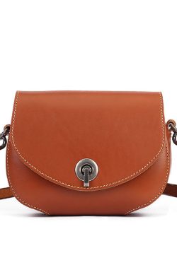 Handmade Brown Solid Calf Leather Satchel Handbag