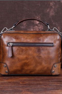 Handmade Chocolate Floral Paitings Calf Leather Satchel Handbag