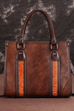 Handmade Coffee Large Capacity Calf Leather Tote Messenger Bag