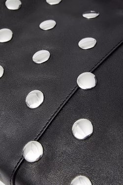 Handmade Fashion Black Rivet Faux Leather Tote Handbag