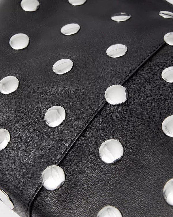 Handmade Fashion Black Rivet Faux Leather Tote Handbag