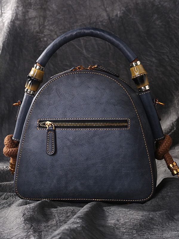 Handmade Grey The Sunflowers Paitings Embossing Calf Leather Satchel Bag Handbag