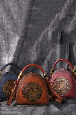 Handmade Grey The Sunflowers Paitings Embossing Calf Leather Satchel Bag Handbag