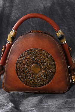 Handmade Grey The Sunflowers Paitings Embossing Calf Leather Satchel Bag Handbag