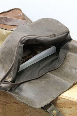 Handmade Khaki Colorblock Patchwork Calf Leather Satchel Handbag