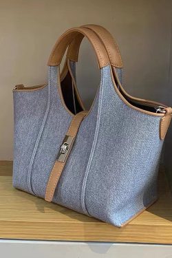 Handmade Khaki Durable Faux Leather Tote Handbag