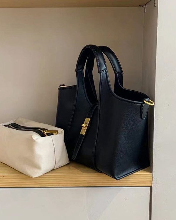 Handmade Khaki Durable Faux Leather Tote Handbag