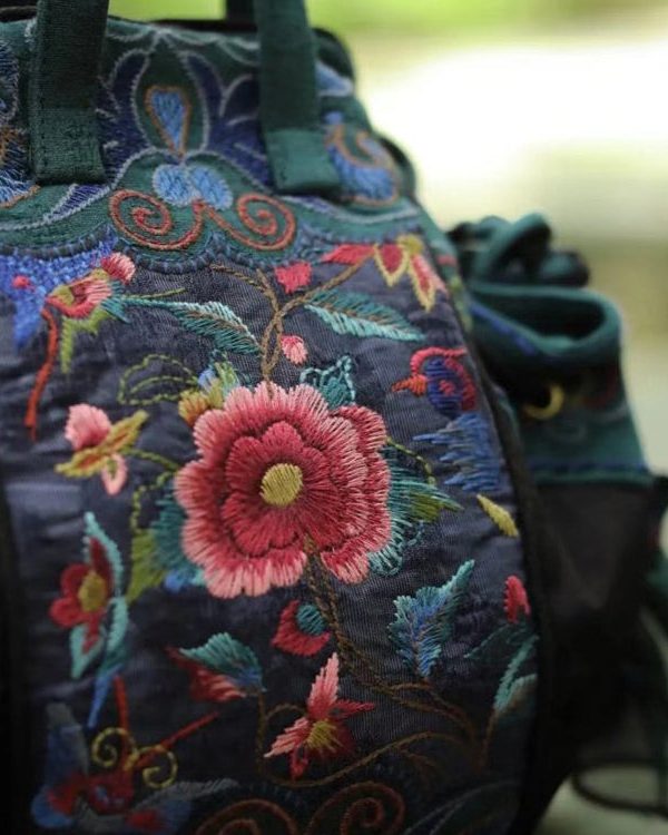 Handmade Original Embroidered Cotton Tote Handbag