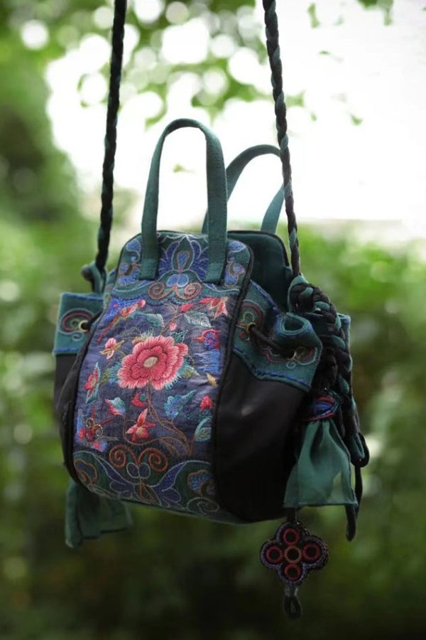 Handmade Original Embroidered Cotton Tote Handbag