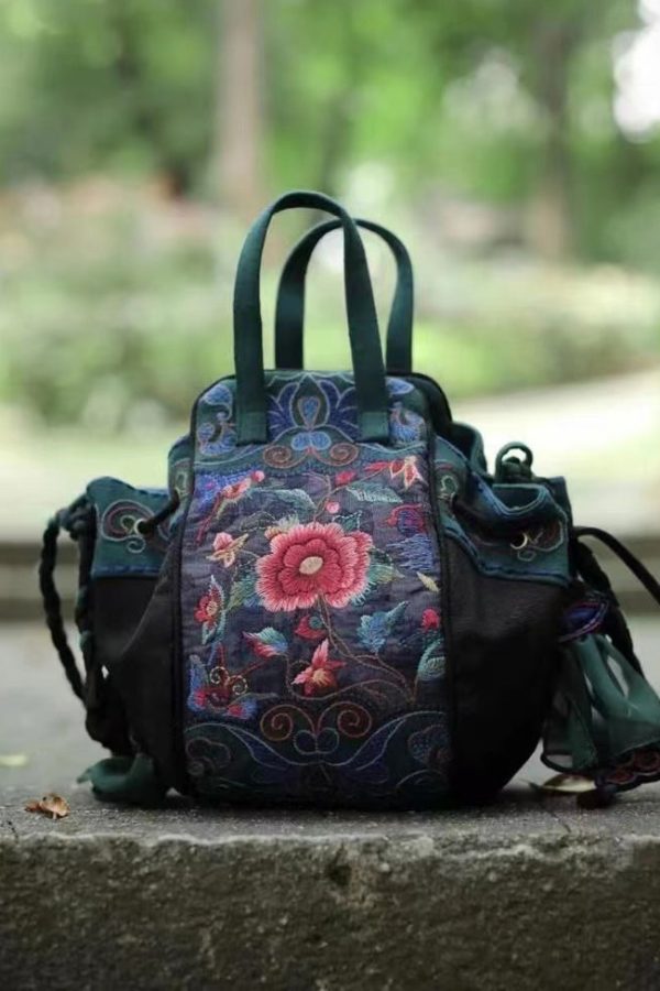 Handmade Original Embroidered Cotton Tote Handbag