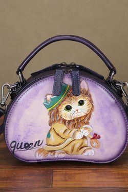 Handmade Paitings Heart-shaped Calf Leather Tote Handbag