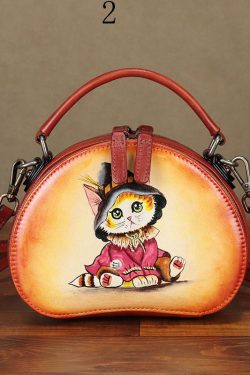 Handmade Paitings Heart-shaped Calf Leather Tote Handbag