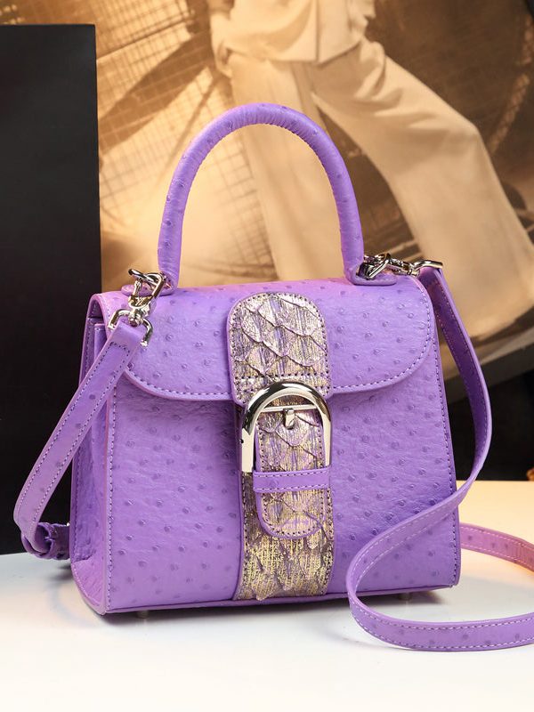 Handmade Purple Solid Durable Faux Leather Satchel Handbag