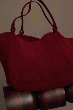 Handmade Red Large Capacity Faux Leather Tote Handbag