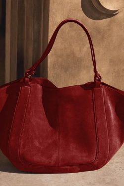 Handmade Red Large Capacity Faux Leather Tote Handbag
