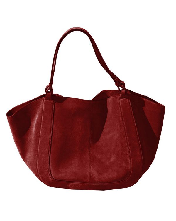 Handmade Red Large Capacity Faux Leather Tote Handbag