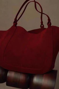 Handmade Red Large Capacity Faux Leather Tote Handbag