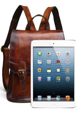 Handmade Retro Brown Large Capacity Calf Leather Backpack Bag