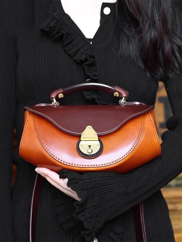 Handmade Stylish Calf Leather Coffee Tote Handbag