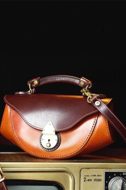 Handmade Stylish Calf Leather Coffee Tote Handbag