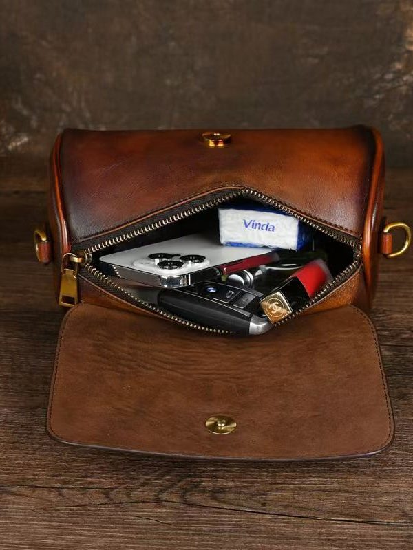 Handmade Vintage Brown Durable Calf Leather Messenger Bag