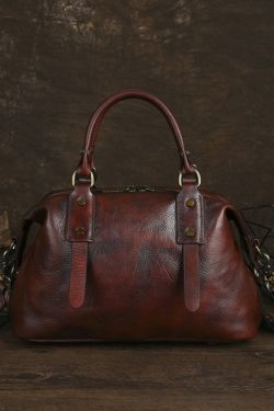 Handmade Vintage Coffee Large Capacity Calf Leather Tote Handbag