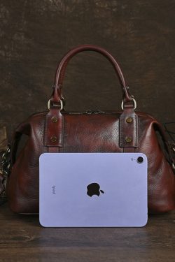 Handmade Vintage Coffee Large Capacity Calf Leather Tote Handbag