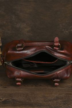 Handmade Vintage Coffee Large Capacity Calf Leather Tote Handbag