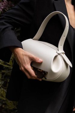 Handmade White Faux Leather Tote Messenger Bag