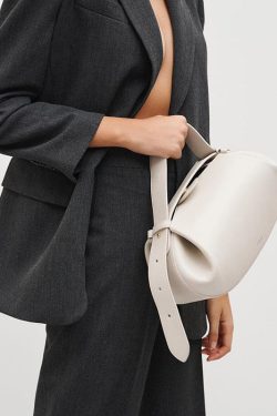 Handmade White Faux Leather Tote Messenger Bag