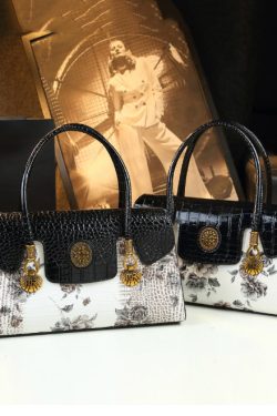 Handmade White Print Solid Durable Faux Leather Tote Handbag