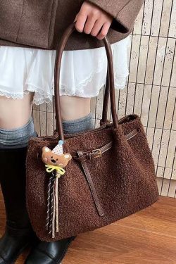 Handmade White Solid Durable Cute Pendant Wool Shoulder Bags