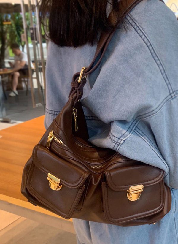 Handmade White Solid Durable Pockets Faux Leather Messenger Bag