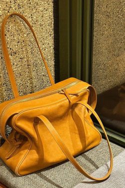Handmade Yellow Solid Durable Faux Leather Satchel Handbag